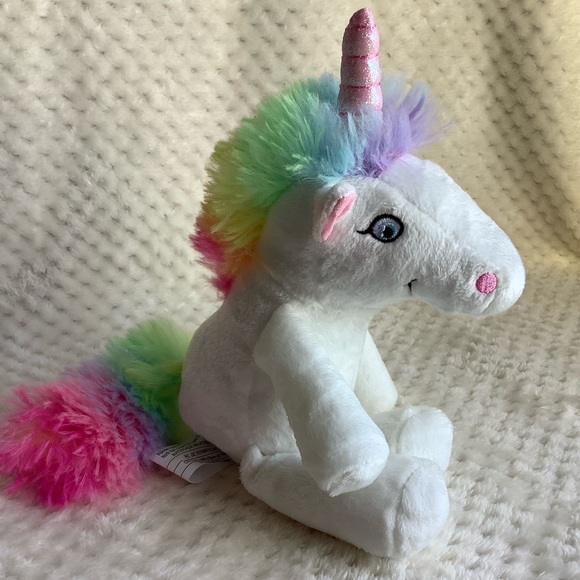 Kinder Surprise Ferrero Rainbow Plush Unicorn Stuffed Animal Embroidered Eyes - Picture 4 of 10